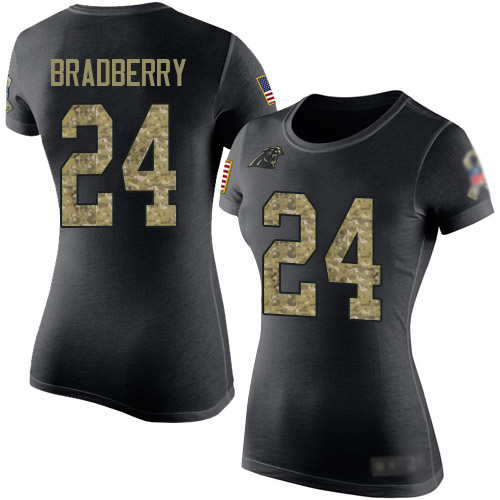 Carolina Panthers Black Camo Women James Bradberry Salute to Service NFL Football #24 T Shirt->nfl t-shirts->Sports Accessory